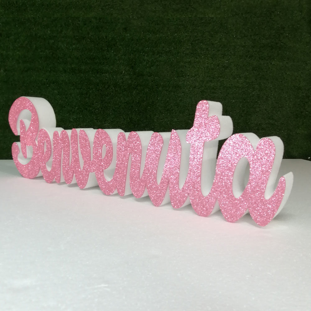 Scritta Benvenuto/a Glitter in Polistirolo