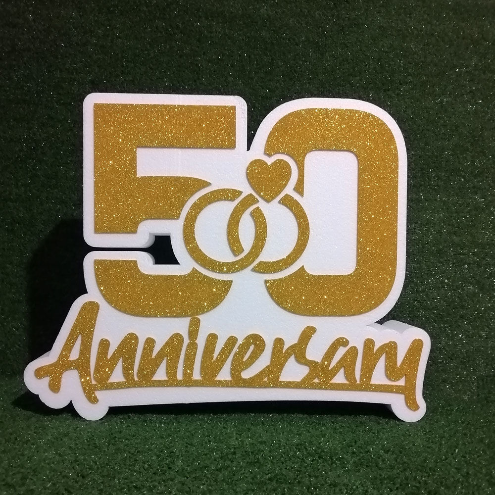 Scritta 50th Anniversary in Polistirolo