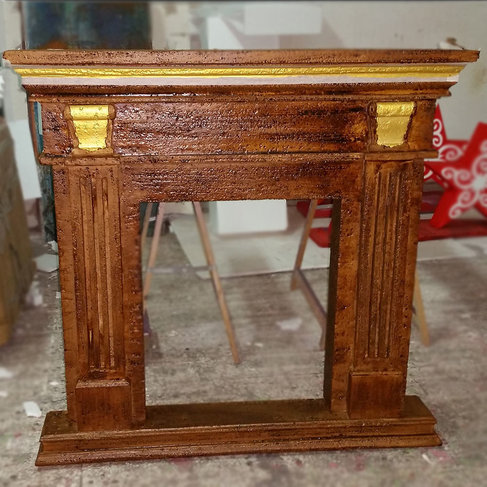 Caminetto in Polistirolo con finiture color oro